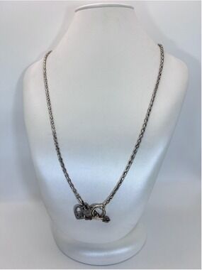 Necklace Silver Heart Peace Sign Pendant Toggle Chain Love Charm Jewelry